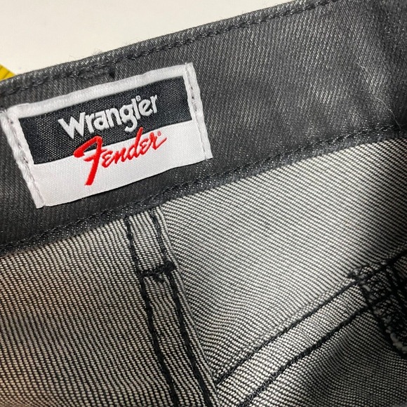 Wrangler x Fender Coated Wrock Kick Flare Jeans Womens‎ 27x28 Black High Rise - Picture 9 of 16